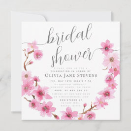 Invitación Elegante Cherry Blossom Floral Wreath Bridal Ducha