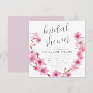 Invitación Elegante Cherry Blossom Floral Wreath Bridal Ducha