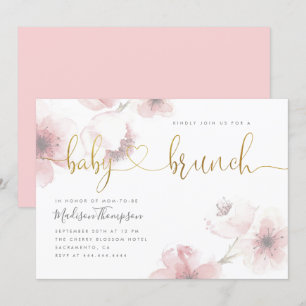 Invitación Elegante Cherry Blossom Gold Baby Brunch