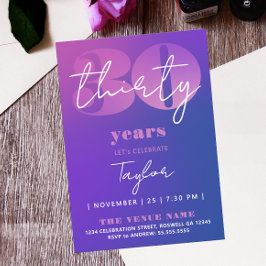 Invitación Elegante Chic Azul Púrpura Rosa 30º Cincuenta Ombr