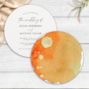 Invitación Elegante Chic Boho Naranja Quemada Acuarela Boda