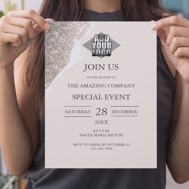 Invitación Elegante Chic Brillo y Evento Neutral (Subido por el creador)