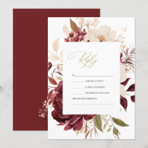 Elegante Chic Burgundy Flores Blancas RSVP