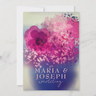 Invitación Elegante Chic Burgundy Rosa Floral Vaso Boda