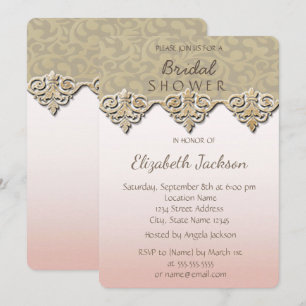 Invitación Elegante Chic Damask Desayuno Nupcial
