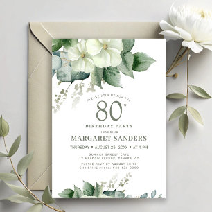 Invitación Elegante chic femenino floral cumpleaños 80