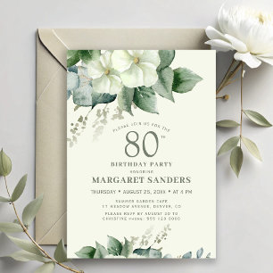 Invitación Elegante chic femenino floral cumpleaños 80
