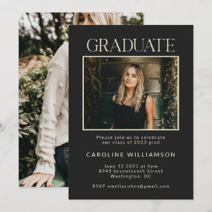 Invitación Elegante Chic Fiesta de Graduación de Dos Fotos en