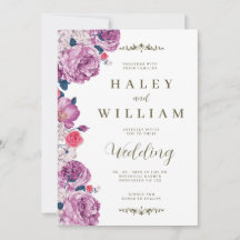 Elegante Chic Floral de boda en color morado polvo