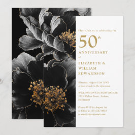 Invitación Elegante Chic Moderno Floral 50 Aniversario