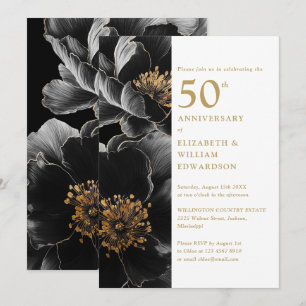 Invitación Elegante Chic Moderno Floral 50 Aniversario