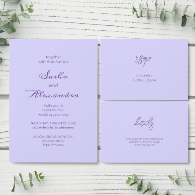 Invitación Elegante Chic Morado Lavanda (Subido por el creador)