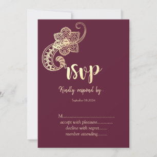 Invitación Elegante Chic Oro Paisley RSVP