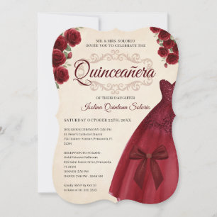 Invitación Elegante Chic Quinceañera Cumpleaños 15 Burgundy