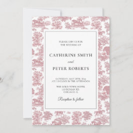 Invitación Elegante Chic Vintage Rosa Toile de Caballo Boda