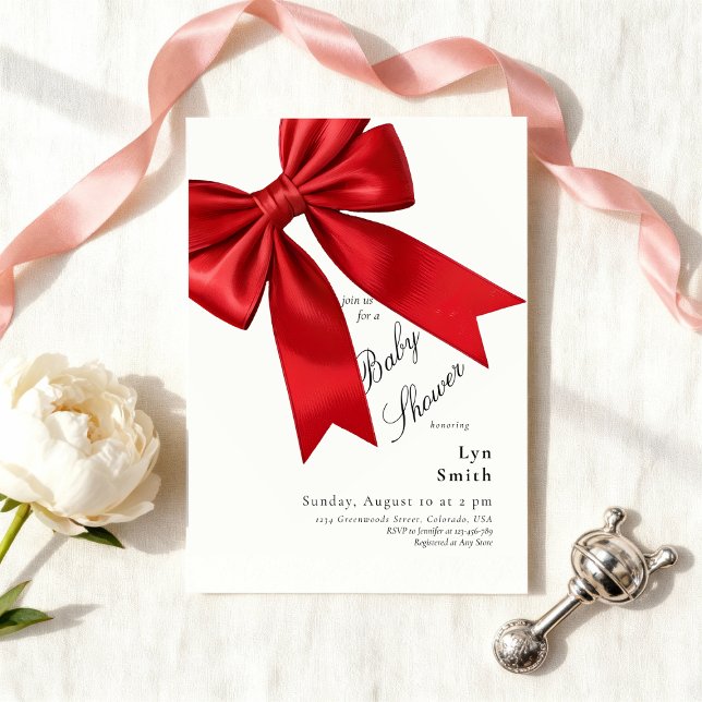 Invitación Elegante Chica Baby Shower de Coquette Bow rosa (Subido por el creador)