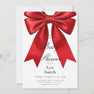 Invitación Elegante Chica Baby Shower de Coquette Bow rosa