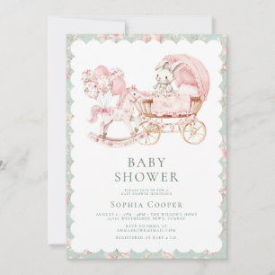 Invitación Elegante Chica chino rosado Baby Shower