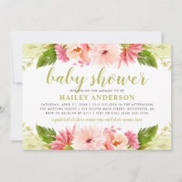 Invitación Elegante Chica de acuarela floral rosa Baby Shower