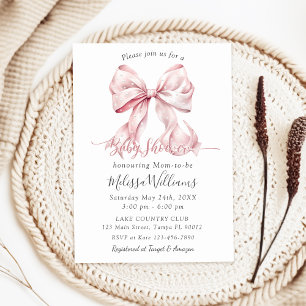 Invitación Elegante Chica de Baby Shower de Perlas Rosadas