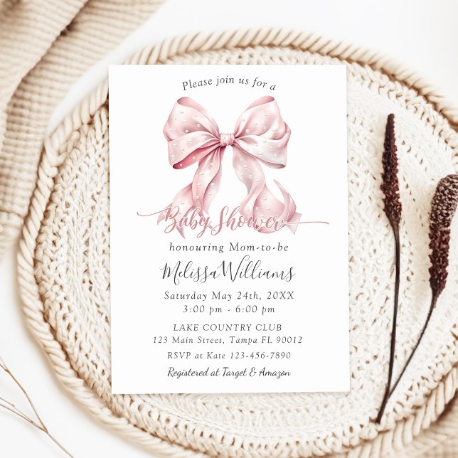 Invitación Elegante Chica de Baby Shower de Perlas Rosadas (Subido por el creador)