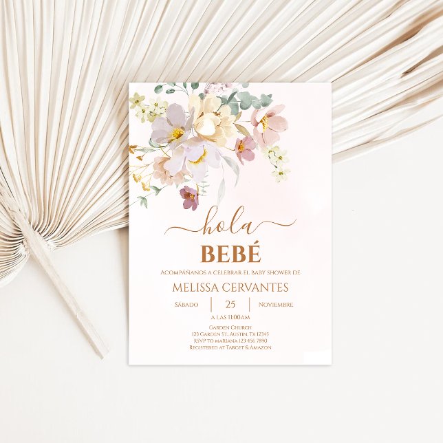 Invitación Elegante Chica de Baby Shower español floral (Subido por el creador)