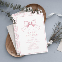 Elegante Chica de Bow Rosa Baby Shower