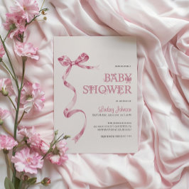 Invitación Elegante Chica de Bow Rosa Baby Shower