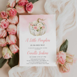 Invitación Elegante Chica de calabaza rosa pequeño Baby Showe