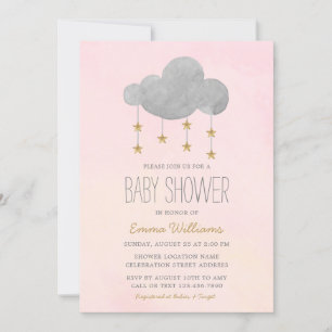 Invitación Elegante Chica de estrellas de oro rosado Baby Sho