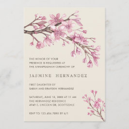 Invitación Elegante Chica de flores de cerezo rosado Annapras
