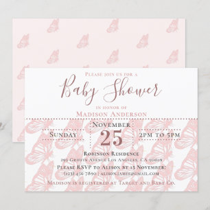 Invitación Elegante Chica de mariposa rosada Pastel Baby Show