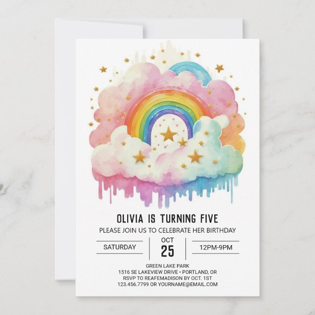 Invitación Elegante Chica de nubes celestes (Anverso)