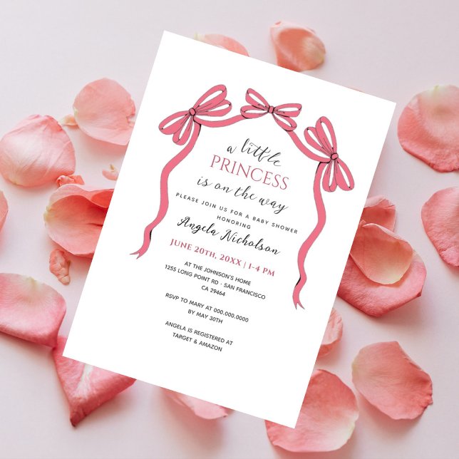 Invitación Elegante Chica de Princesa Rosa (Subido por el creador)