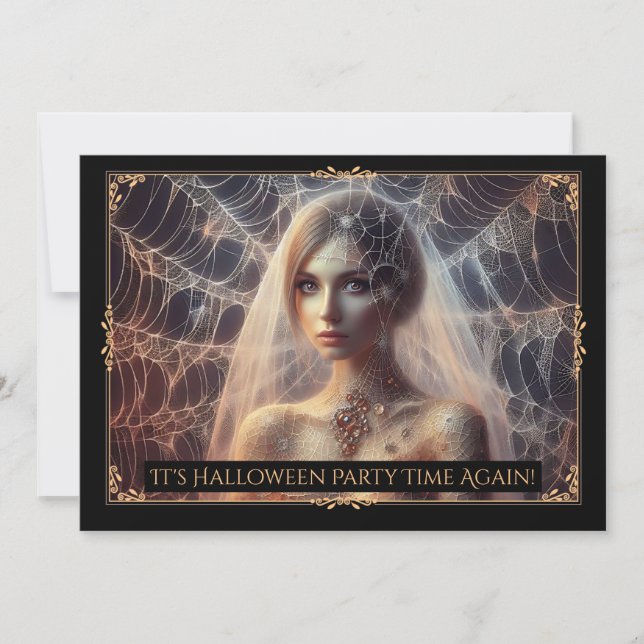 Invitación Elegante Chica de Spiderweb Invitado a Halloween (Anverso)