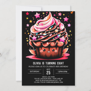 Invitación Elegante Chica del pastel digital cumpleaños