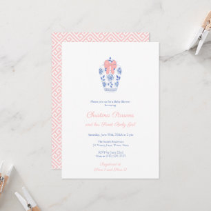 Invitación Elegante Chica dulce Ginger Jar Pink Bow Baby Show