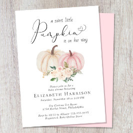 Invitación Elegante Chica floral de calabaza Baby Shower