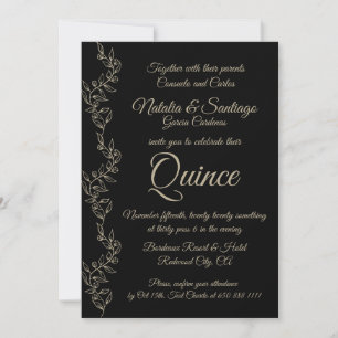 Invitación Elegante Chica gemelo negro Fiesta de Quince