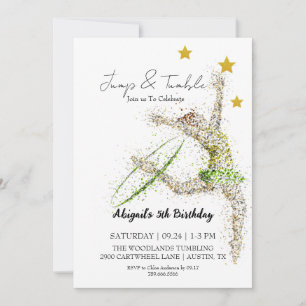 Invitación Elegante Chica Gimnastic Birthday