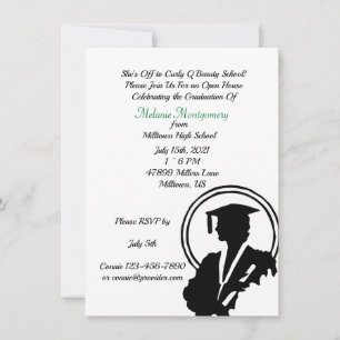 Invitación Elegante Chica Graduado de Silhouette Graduado