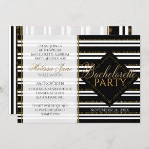 Invitación Elegante Chica moderno Stripes Bachelorette Party