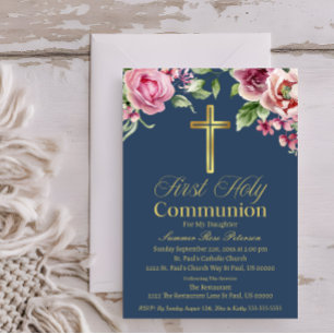 Invitación Elegante Chica/niño de la primera comunión de la C