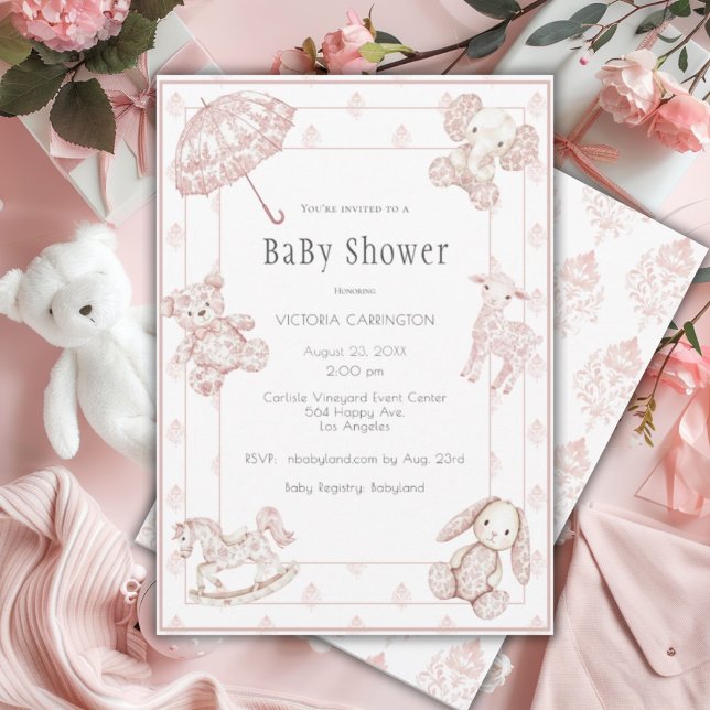 Invitación Elegante Chica rosa Baby Shower (Subido por el creador)