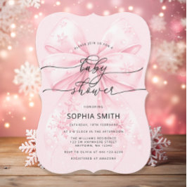 Invitación Elegante Chica Rubor color rosa de invierno Baby S