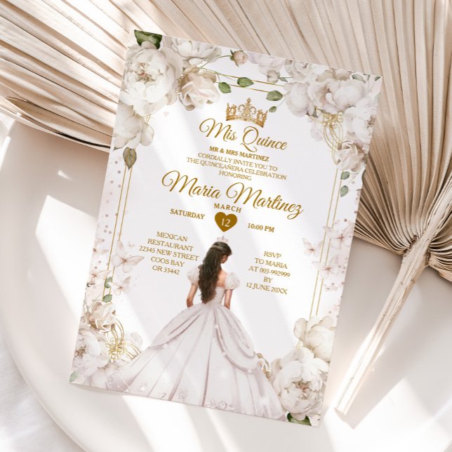 Invitación Elegante Chica siniestro floral de marfil blanco (Subido por el creador)