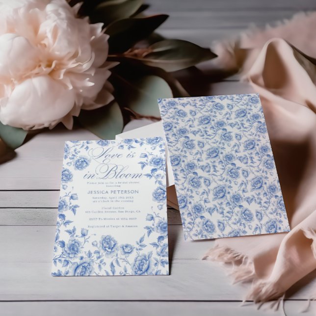 Invitación Elegante Chinoiserie Blue Toile Bridal Shower (Subido por el creador)