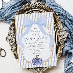 Invitación Elegante Chinoiserie Calabaza Azul Bow Bridal Show