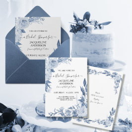Invitación Elegante Chinoiserie Floral Blue Bridal Shower