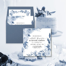 Elegante Chinoiserie Floral Blue Bridal Shower